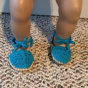 Handmade Teal Blue Crochet Baby Espadrilles